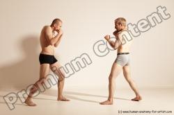 Underwear Martial art Man - Man White Moving poses Slim Short Blond Dynamic poses Academic